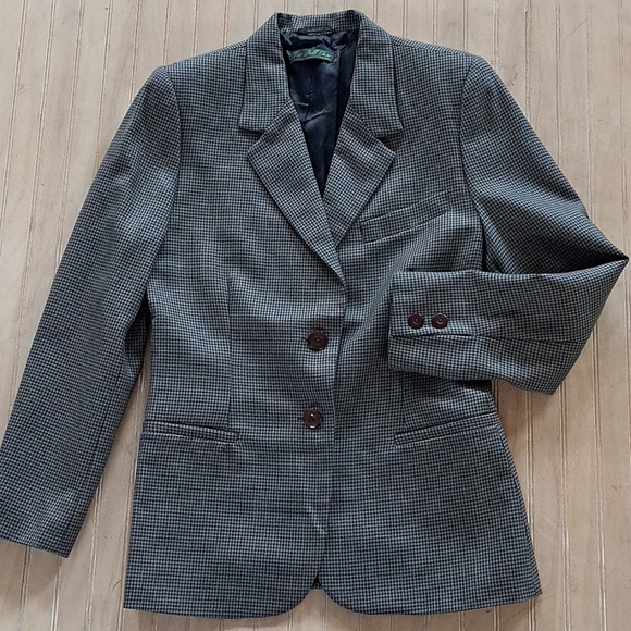 Vintage Dell'Orso Milano Italian Tailored Classic Houndstooth Suit Jacket Blazer - Picture 8 of 8